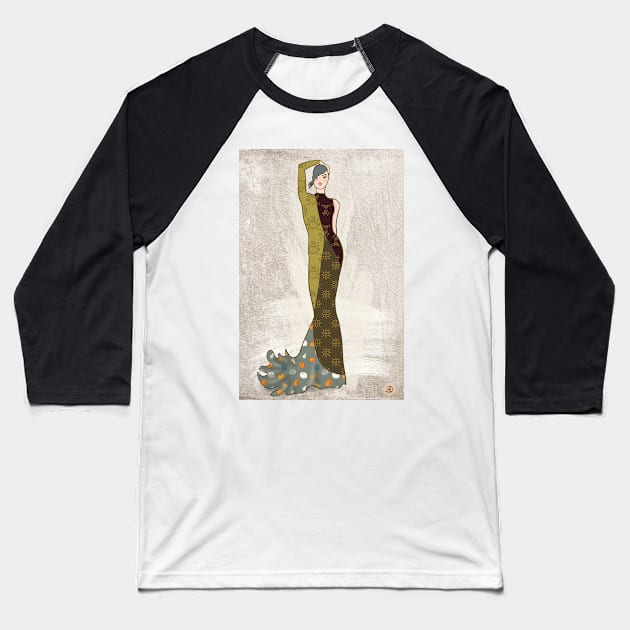 Fashion Illustration - November Beauty Baseball T-Shirt by andreeadumez